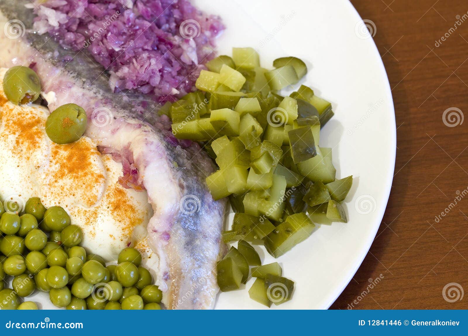 Herring in Oils with Vegetables Stock Photo Image of close, plate