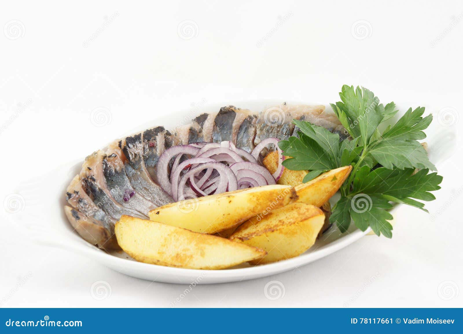 Herring with potatoes stock image. Image of piece, closeup 78117661