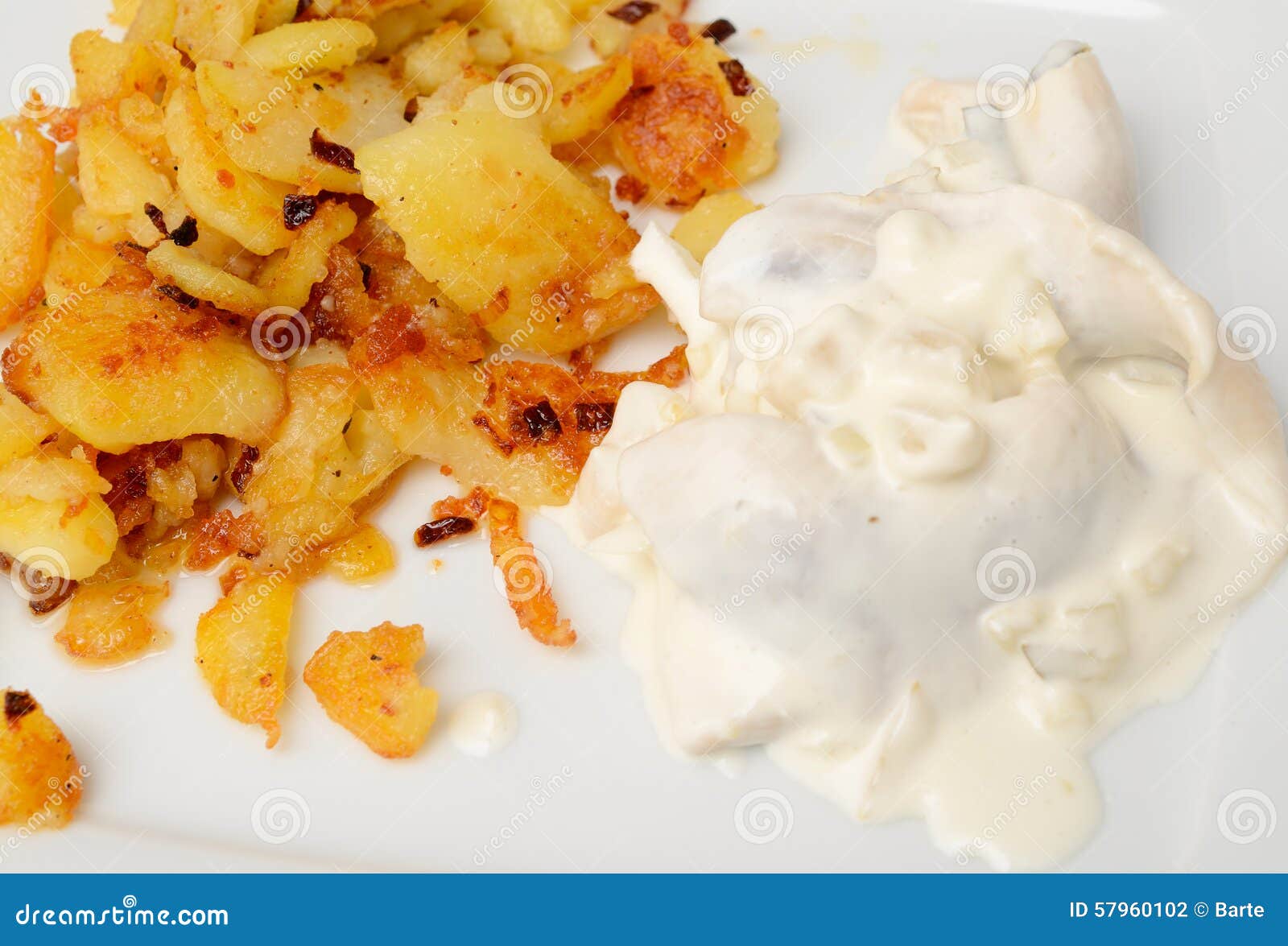 Herring in Sour Cream Sauce Stock Photo Image of plate, cream 57960102