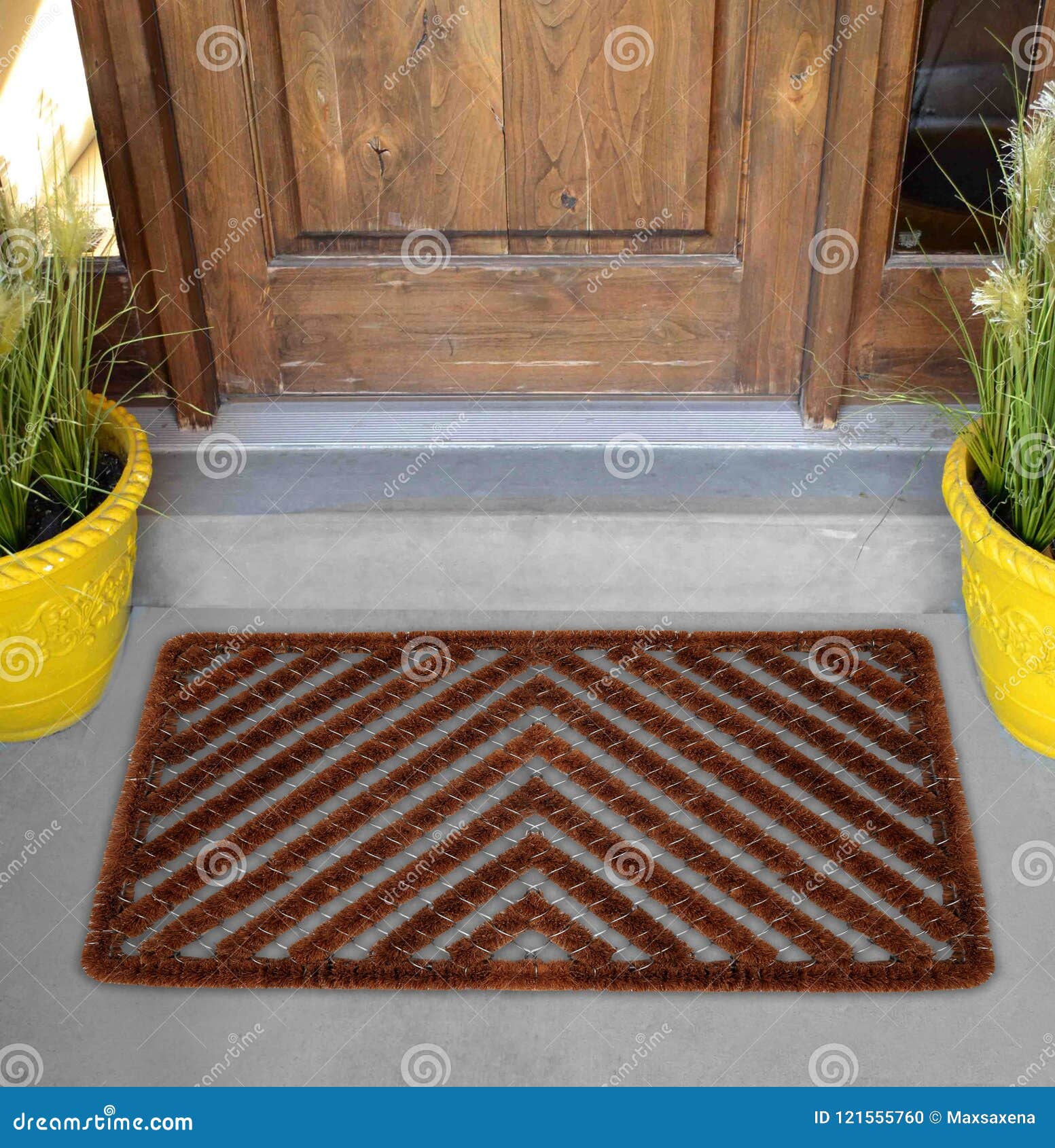 Herringbone Outdoor / Indoor Coir Scraper Door Mat Outside Home with Yellow  Flowers and Leaves Stock Photo - Image of doorway, entrance: 121555760