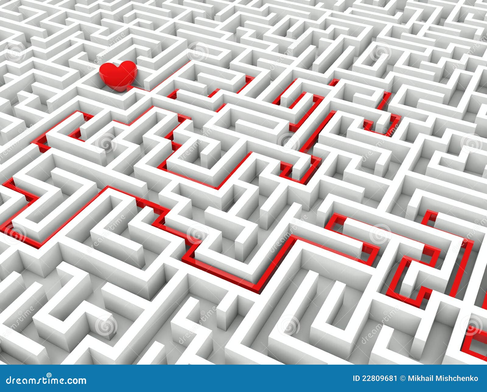 Herz Mitten in Dem Labyrinth Stock Abbildung - Illustration von suche