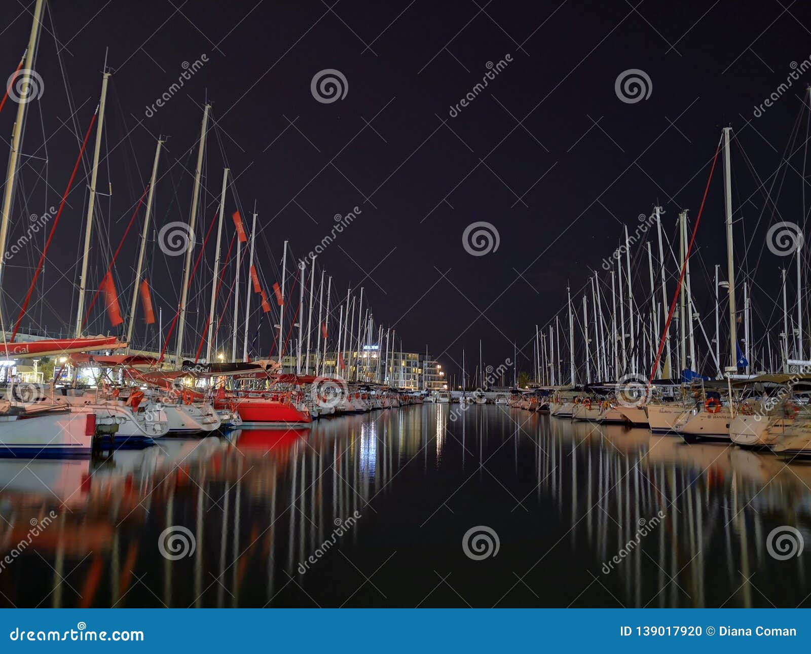 Herzliya Marina at night editorial image. Image of coast - 139017920