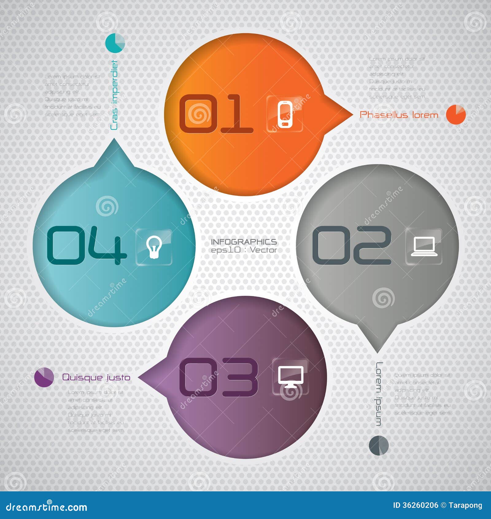 Het abstracte ontwerp van het infographicsmalplaatje met genummerde document elementen.