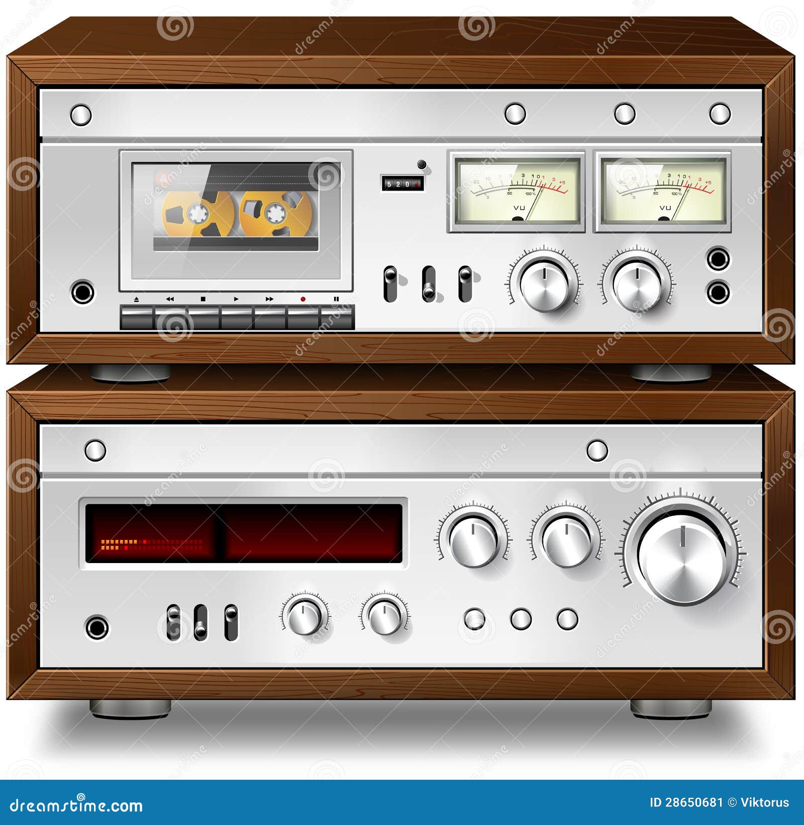 Het Analoge Audio Compacte Cassettedeck Van De Versterker V Stock Illustratie - of luister, onderdeel: 28650681