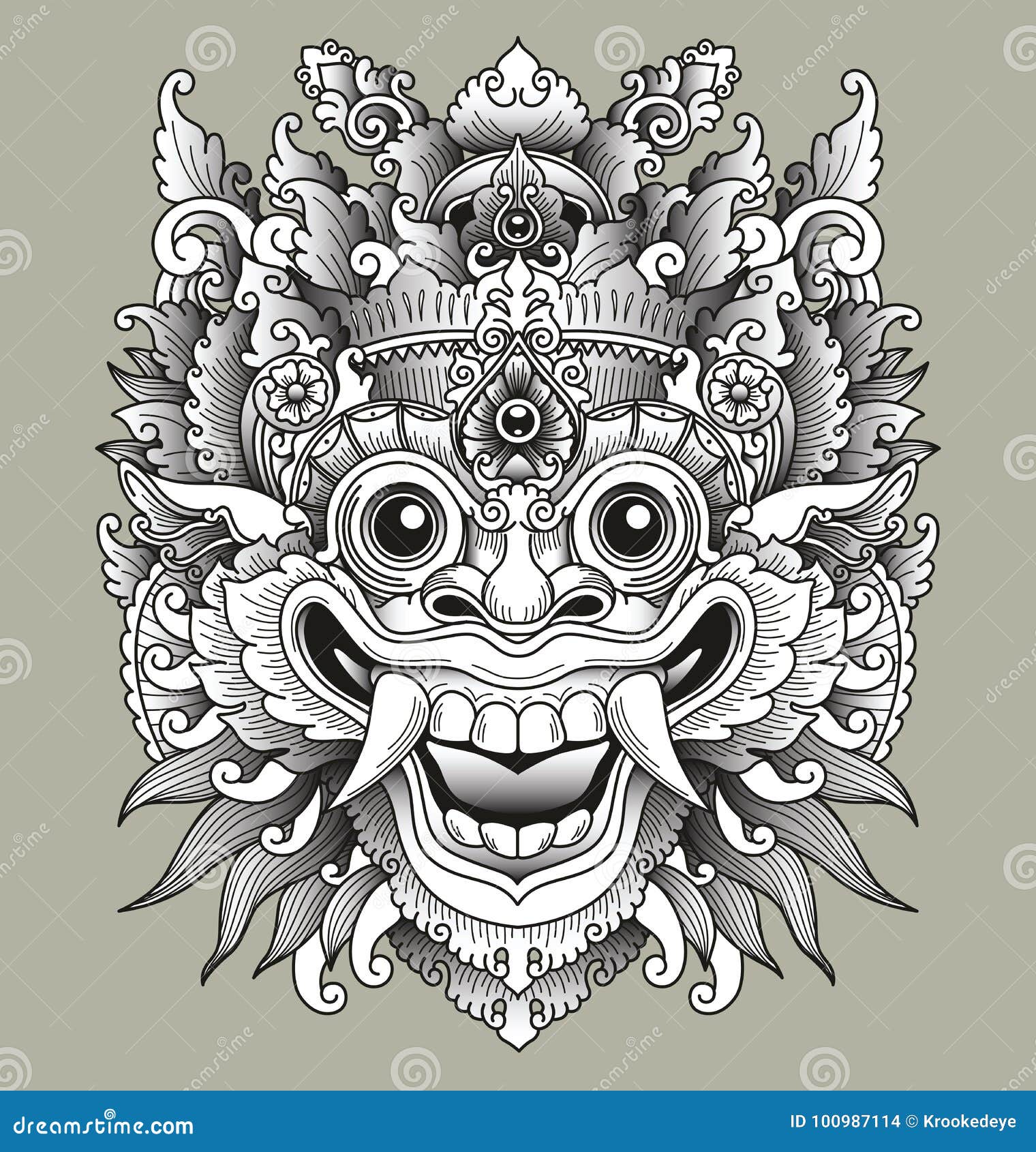 Het Balinese Traditionele Masker Van Barong Vector Illustratie