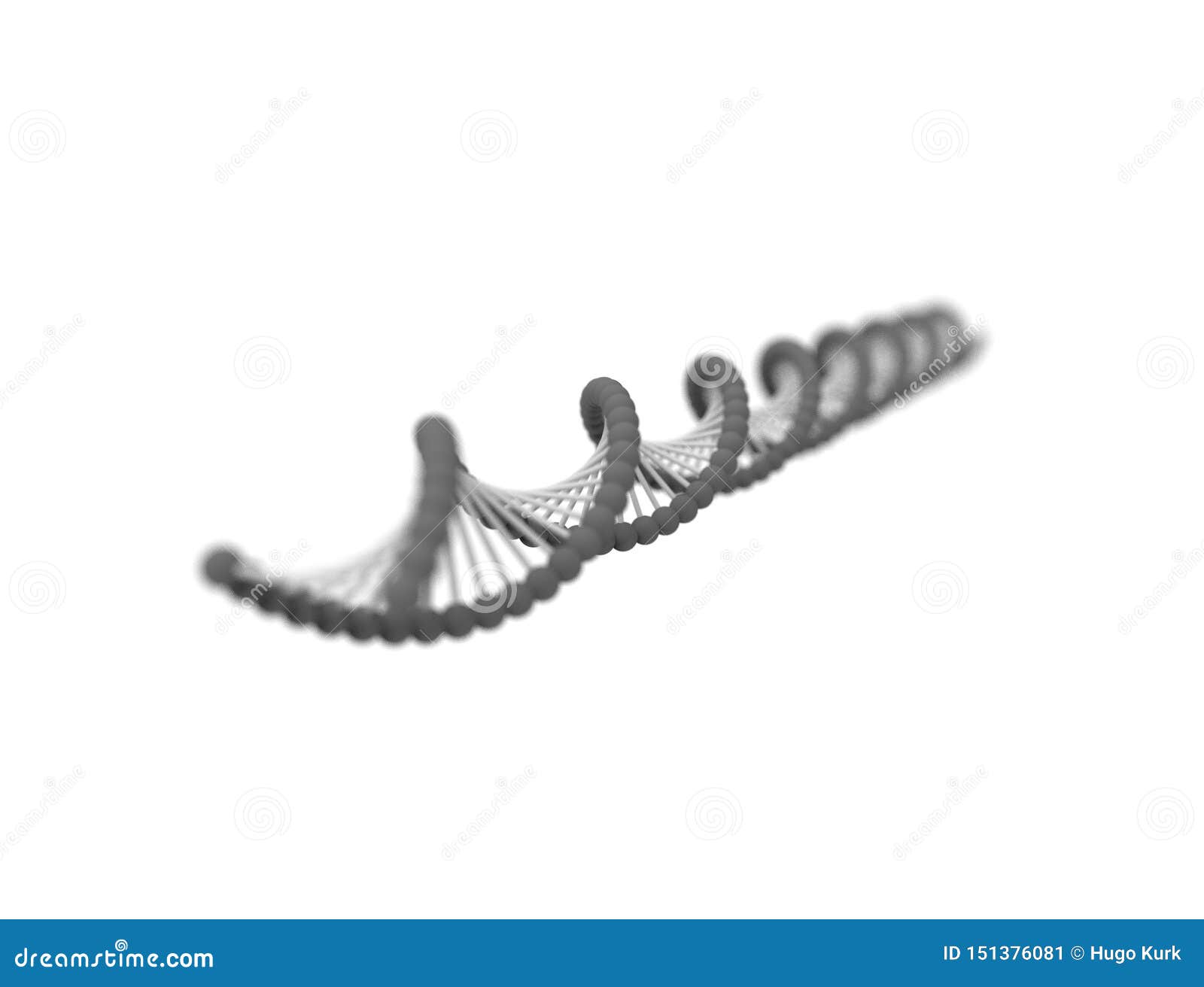 Het 3d teruggeven van een DNA-koord op witte achtergrond wordt geïsoleerd die