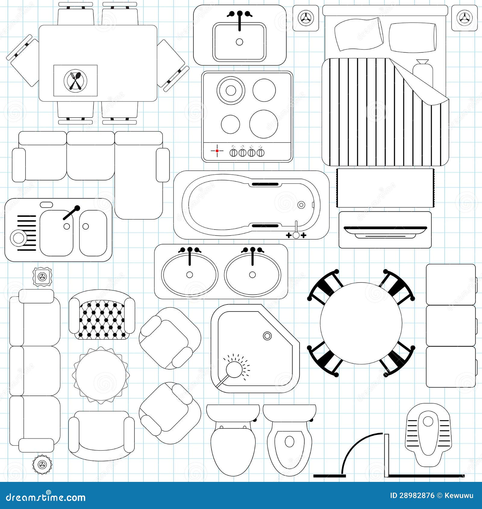 Het Eenvoudige Plan Van Het Meubilair/van De Vloer Vector 