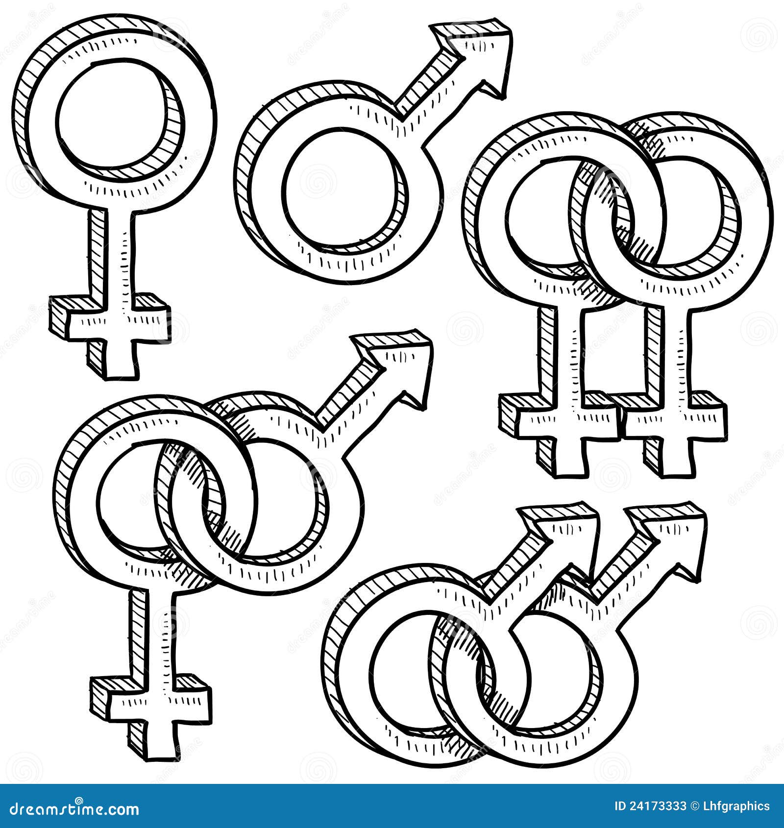 Het geslachtssymbolen van de verhouding. De symbolen die van het de stijlgeslacht van de krabbel op types of verhoudingen wijzen - rechte homosexueel, en verdeeld