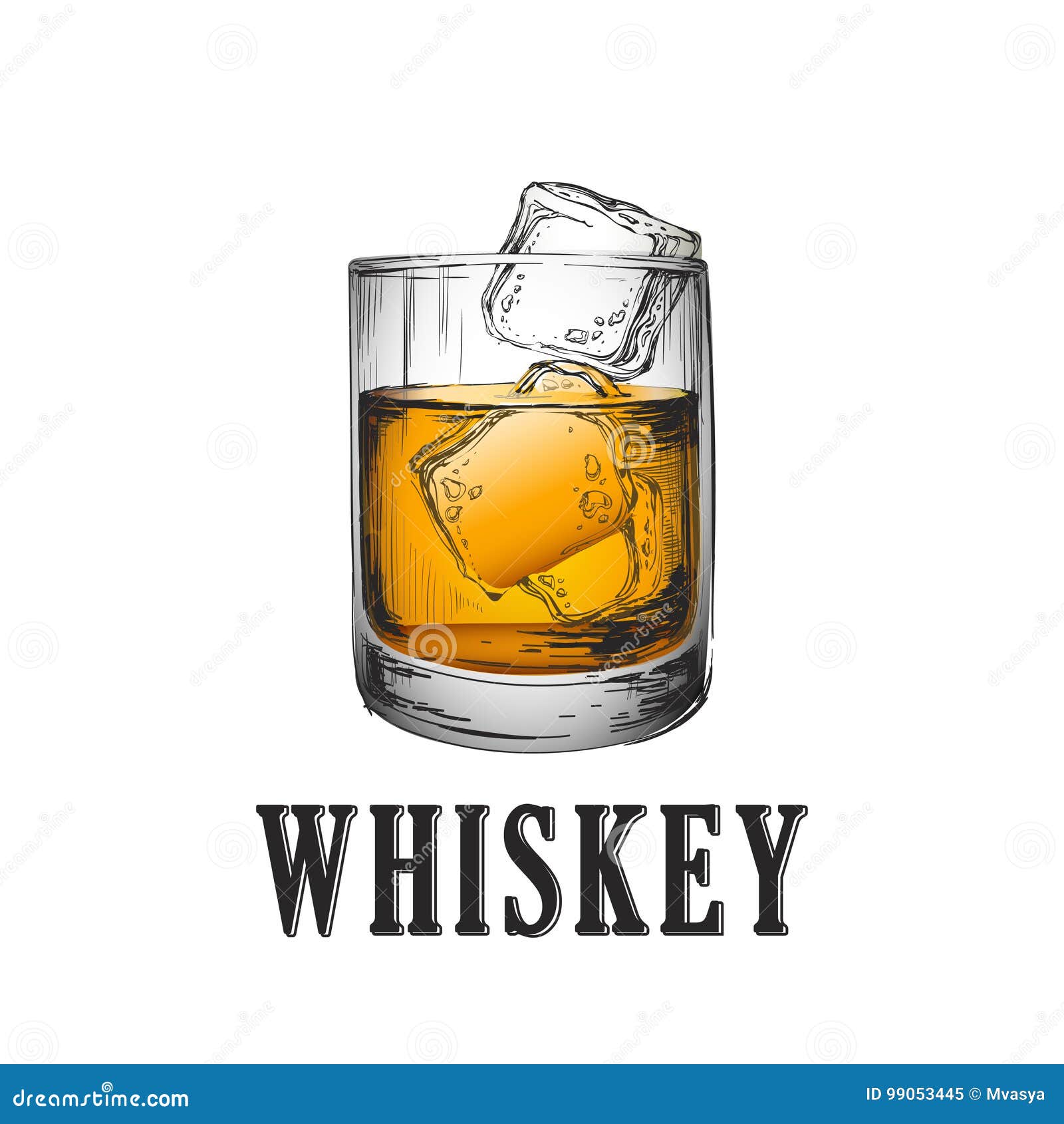 Het Glas Van De Whisky Hand Getrokken Drank Vectorillustratie Vector