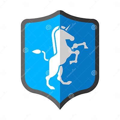 Het Heraldische Symbool Van Unicorn Shield Tekendier Voor Wapenschild ...