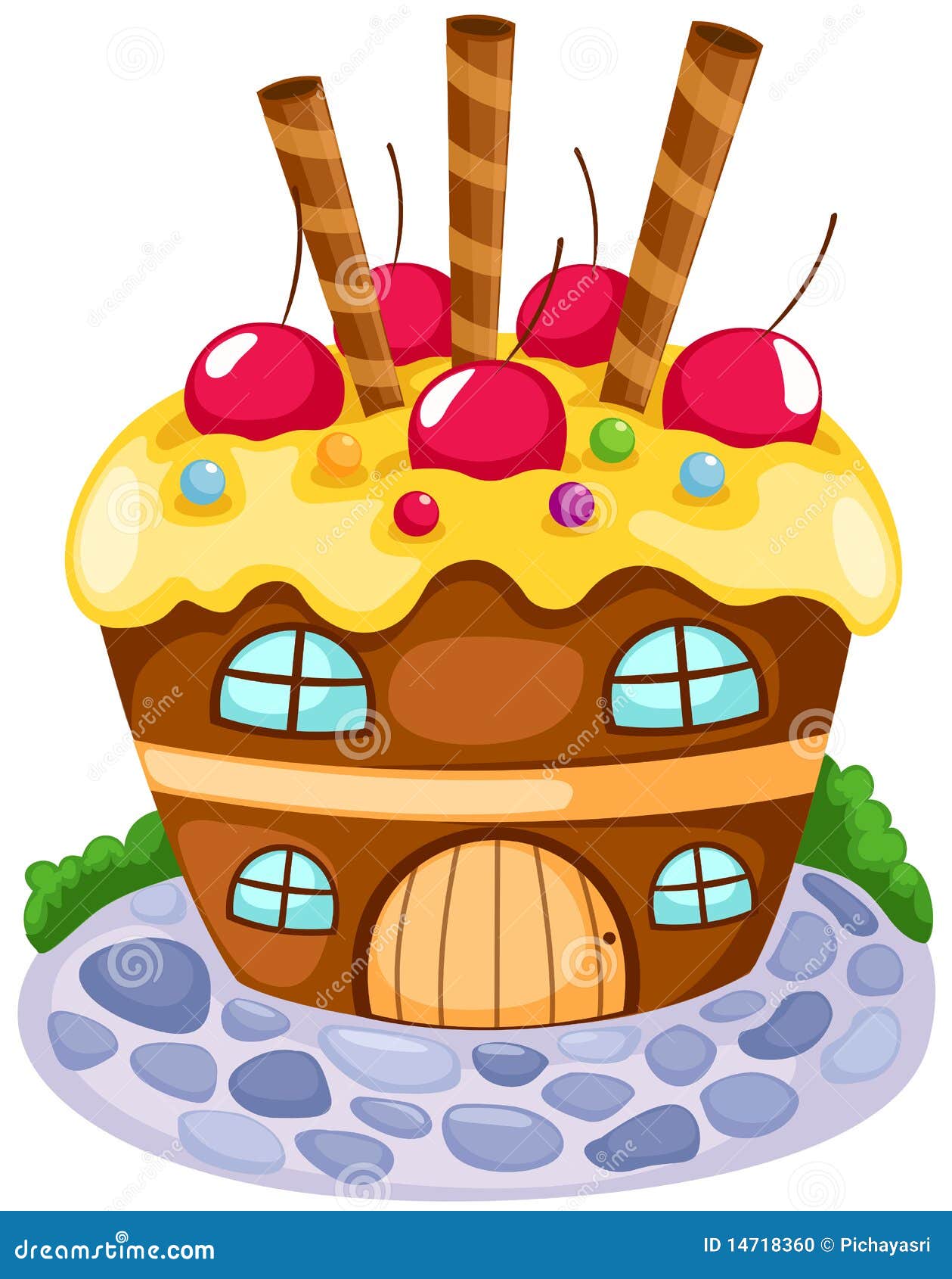 Het huis van Cupcake vector illustratie. Illustration of koekje 14718360