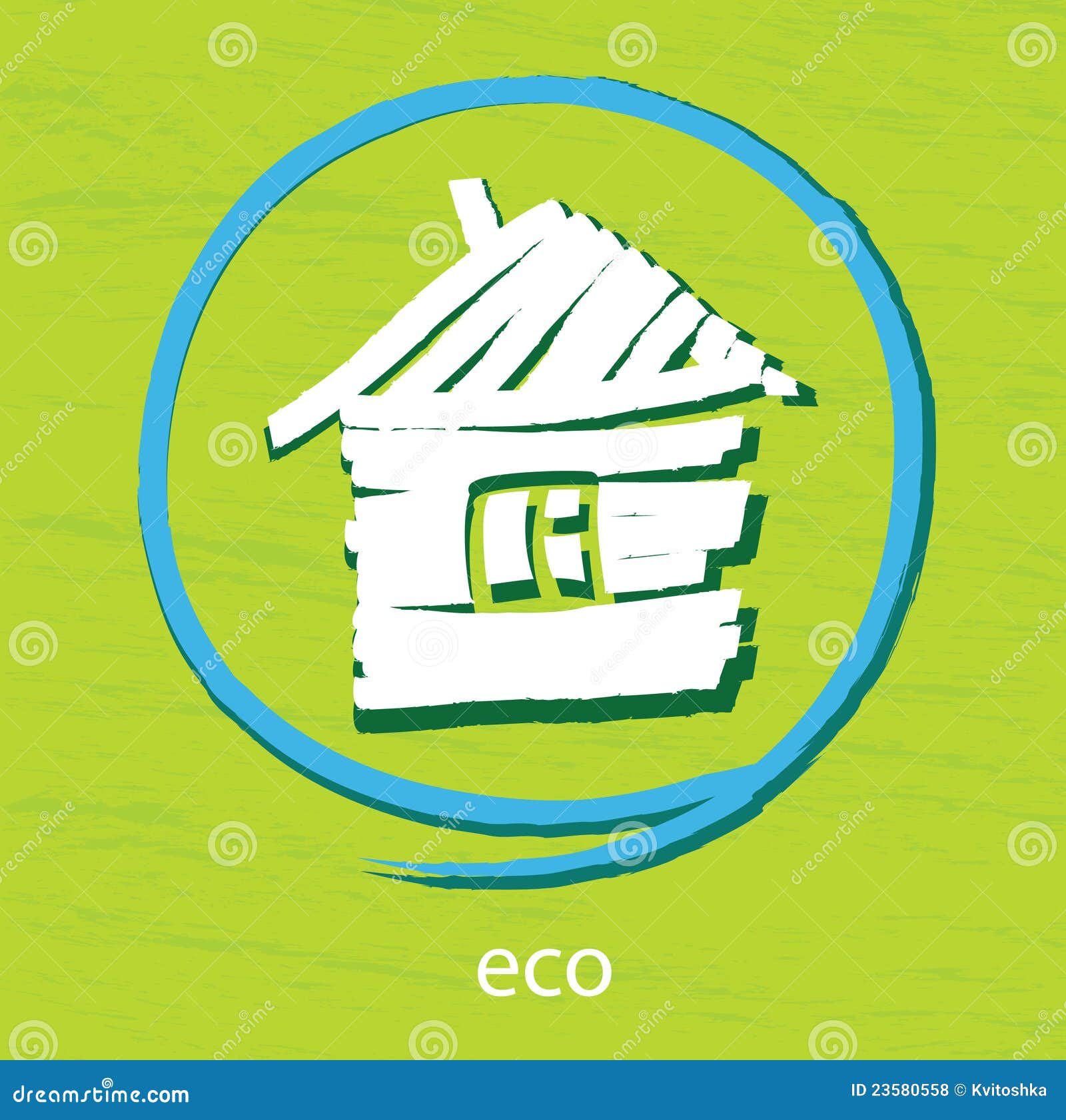 Het huis van Eco. Vector pictogram. Wit huis op een groene achtergrond