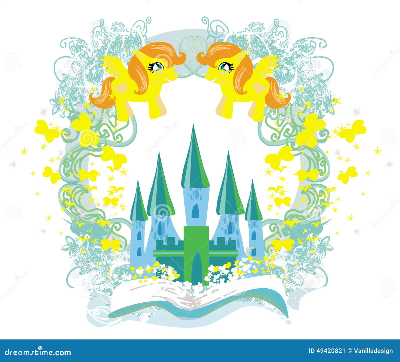 Het Kasteel Die Van De Fee Van Het Boek Verschijnen Vector Illustratie