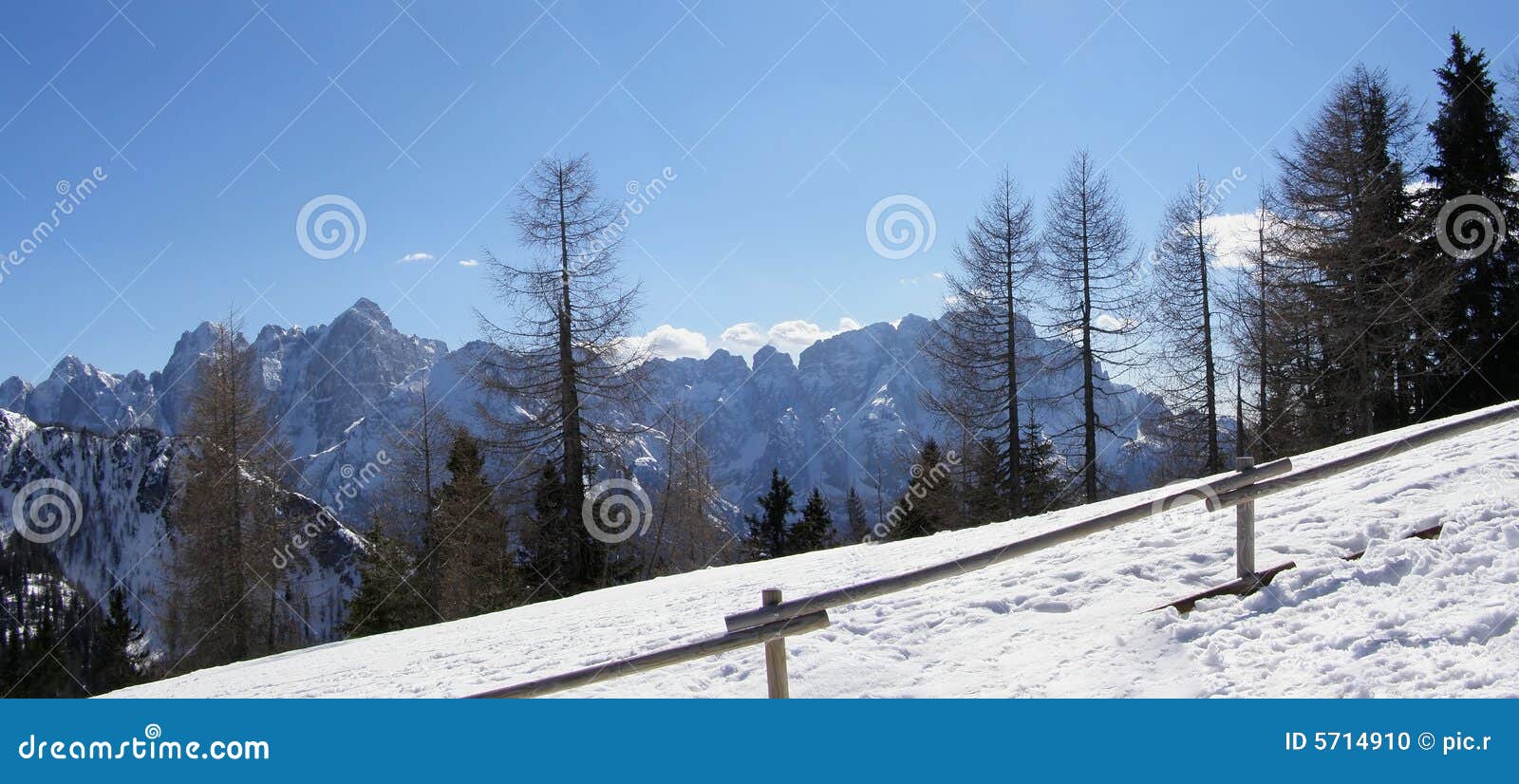 Het landschapspanorama van bergen. Alpien landschapspanorama in de winter