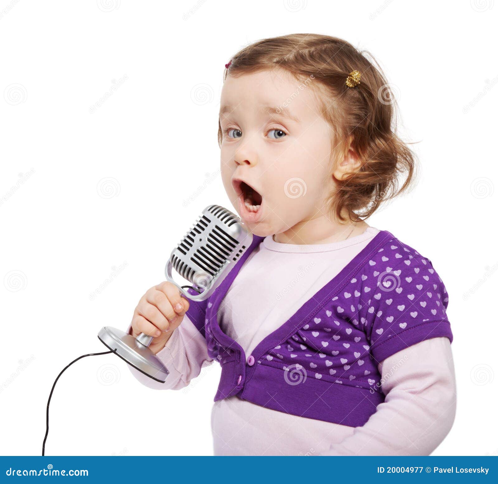 Het Meisje in De Microfoon. Stock Afbeelding - Image of microfoon, kleding: 20004977