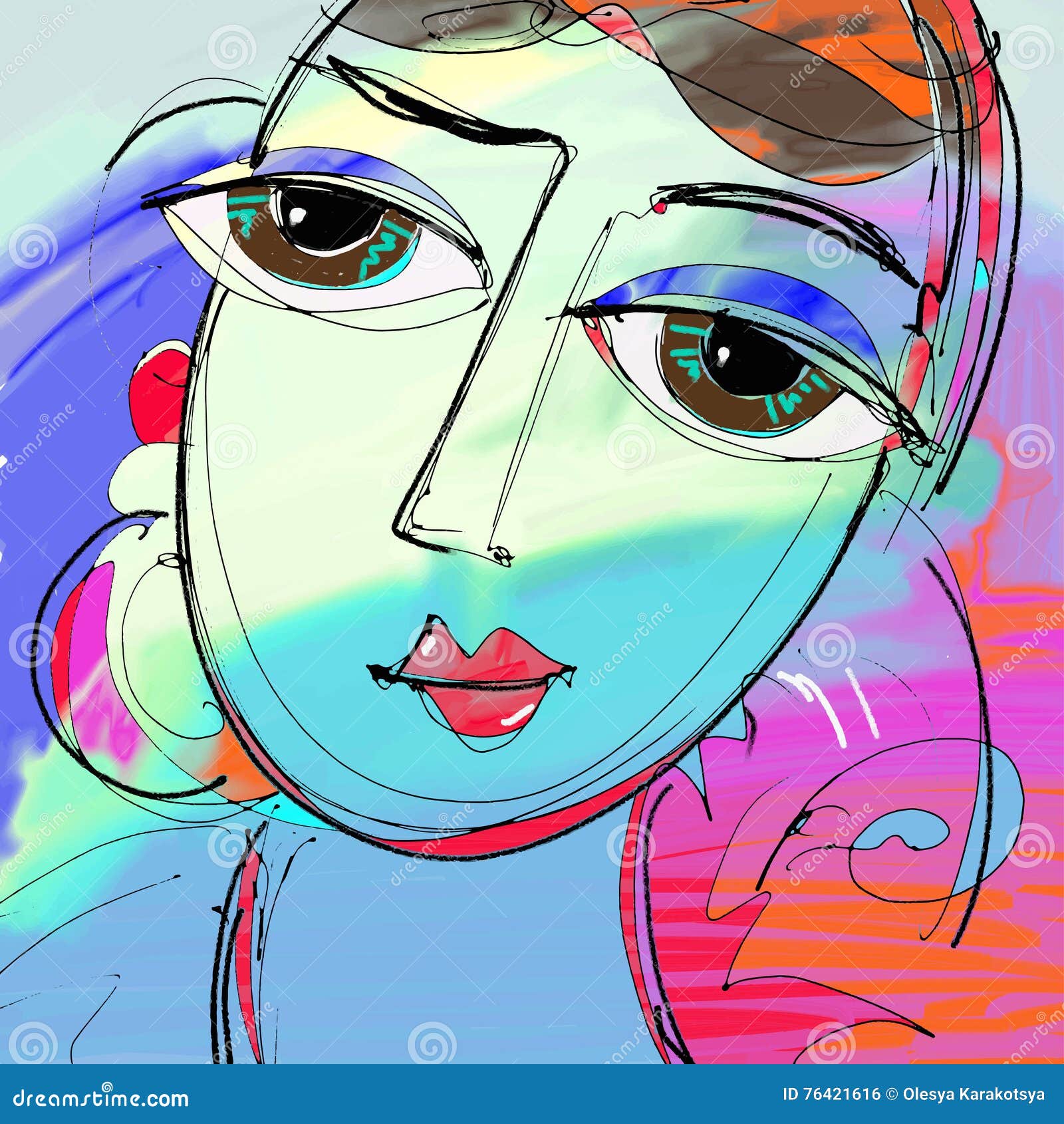 Ongebruikt Het Mooie Vrouwen Digitale Schilderen, Abstract Portret Van Meisje XY-21
