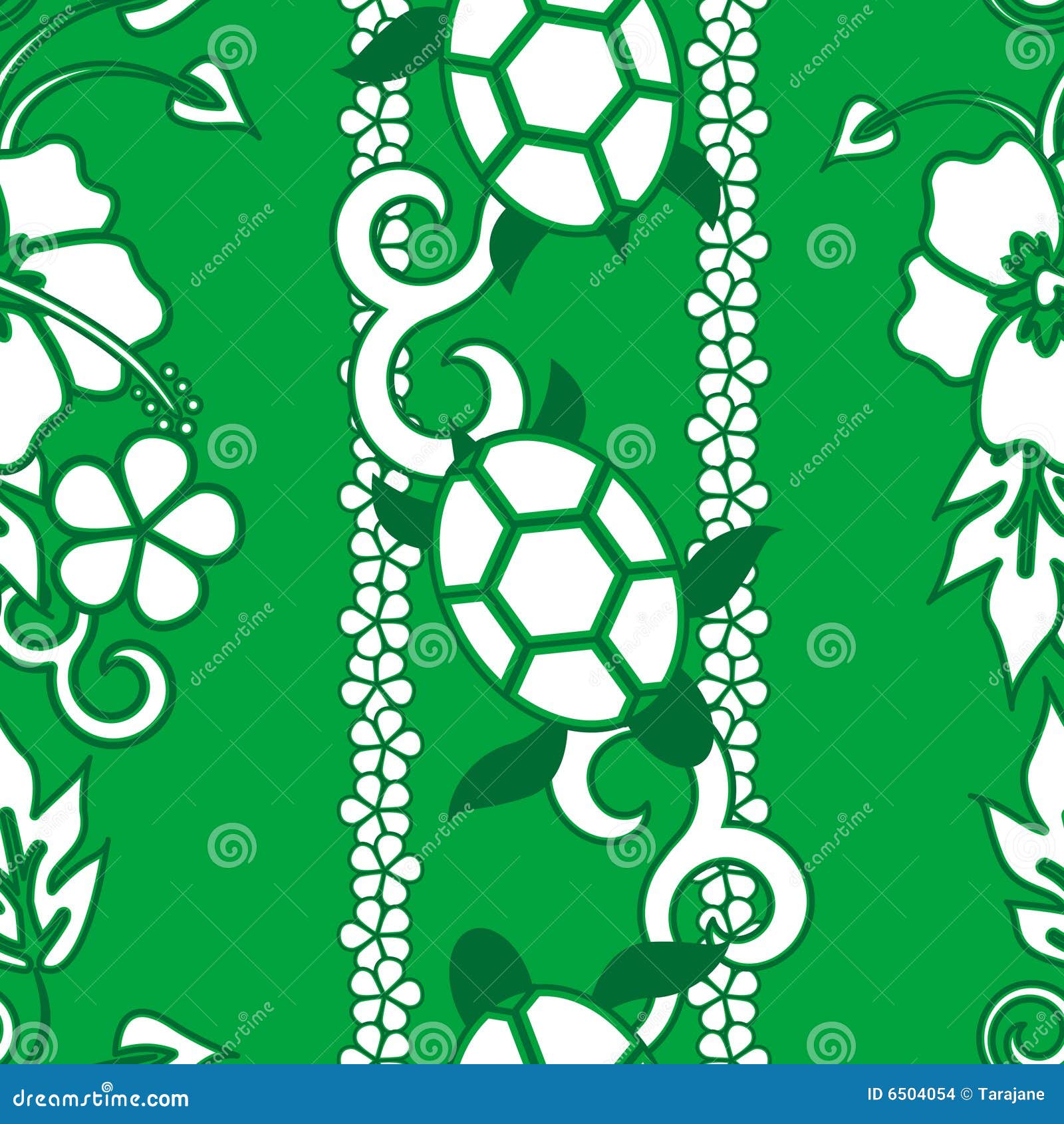 Het naadloze Patroon van de Schildpad. De naadloze krullen van het schildpadpatroon wuth en bloemen, groene versie