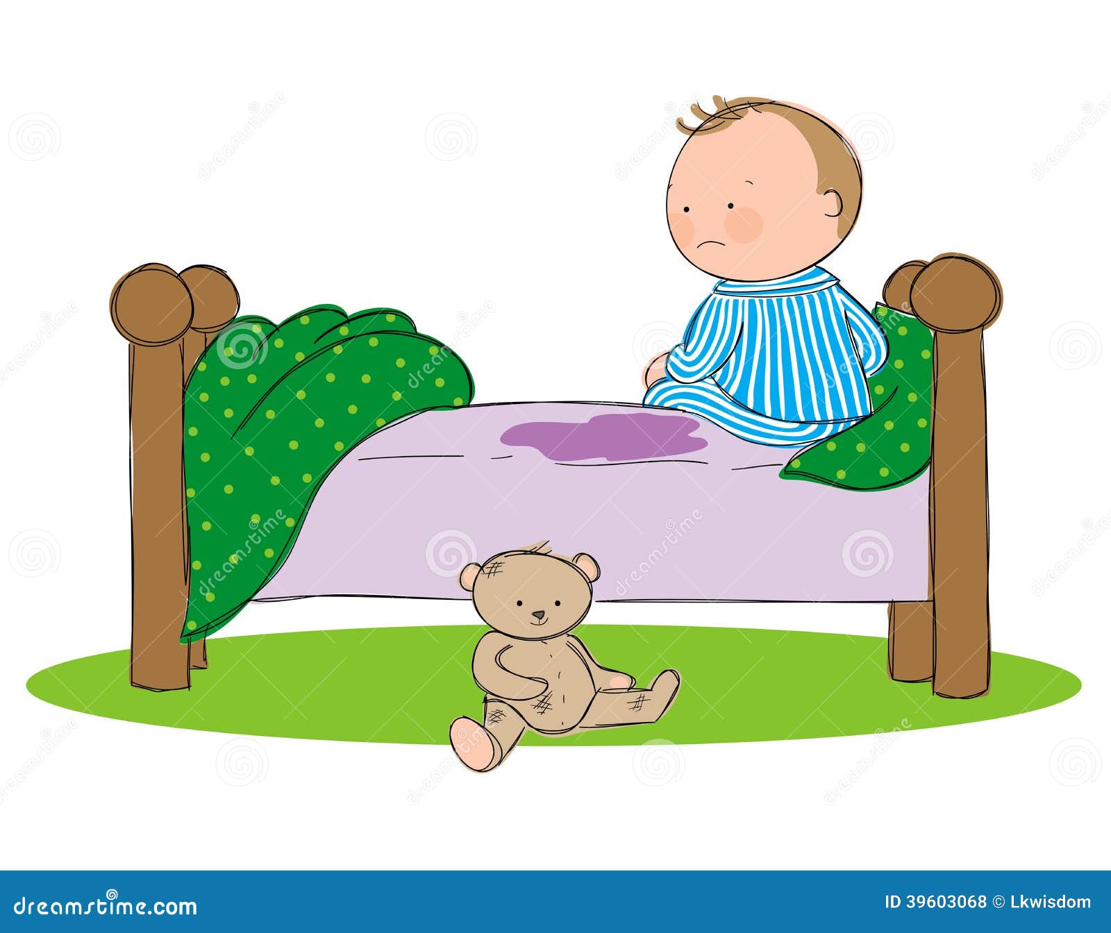 Het nat maken van het bed vector illustratie. Illustration of natmaken 39603068