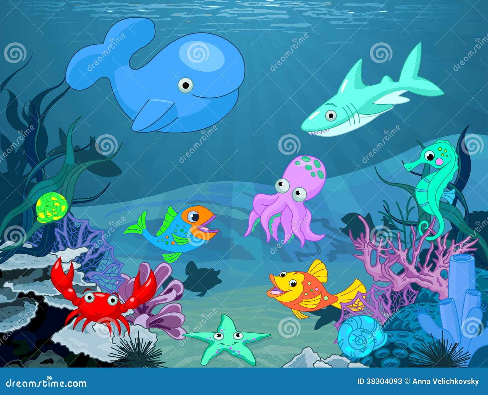 Illustratieachtergrond van het onderwaterleven