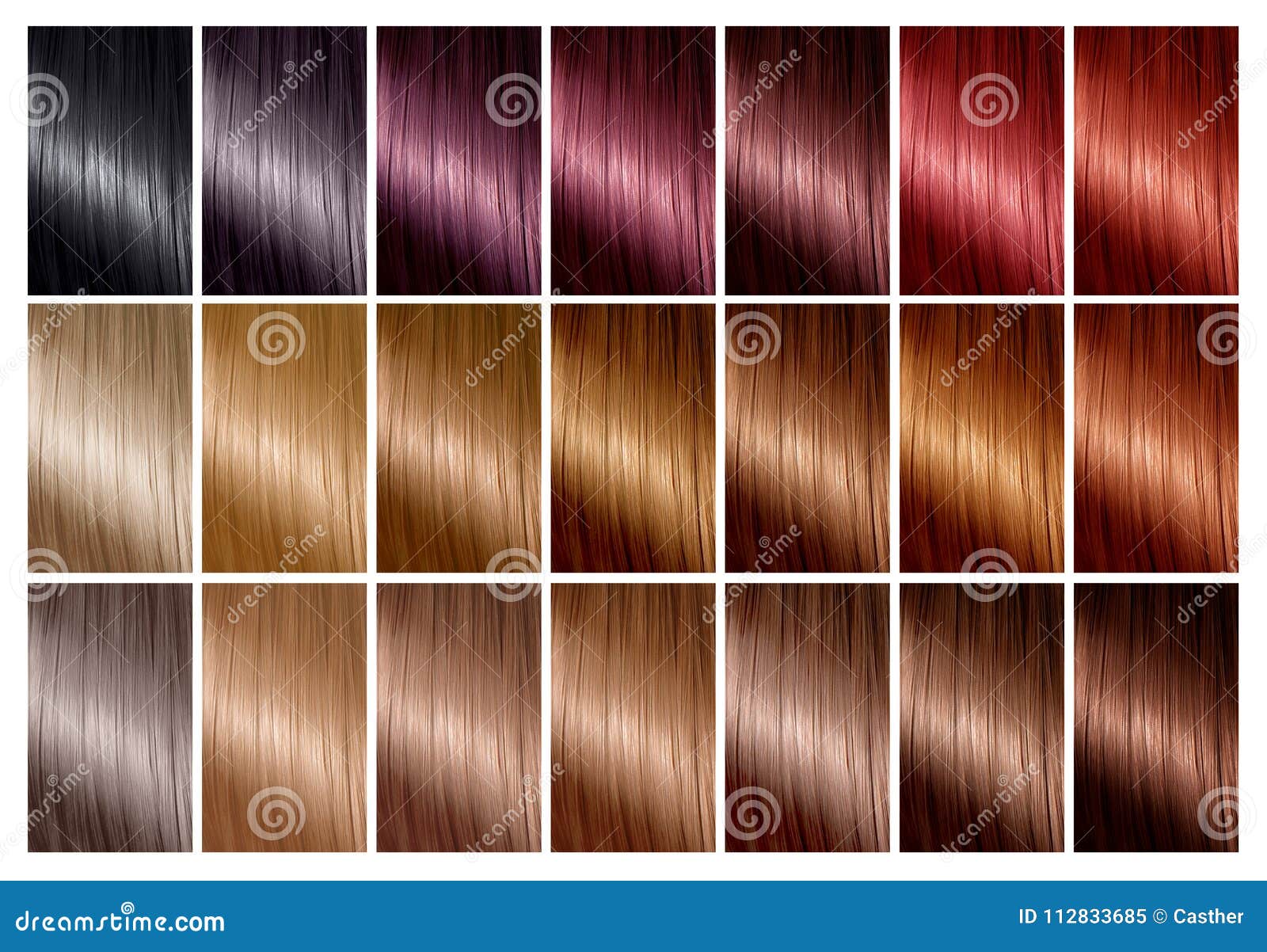 Het Palet Van De Haarkleur Met Een Waaier Van Monsters Tinten Kleurengrafiek Stock Illustratie - of eerlijk: 112833685