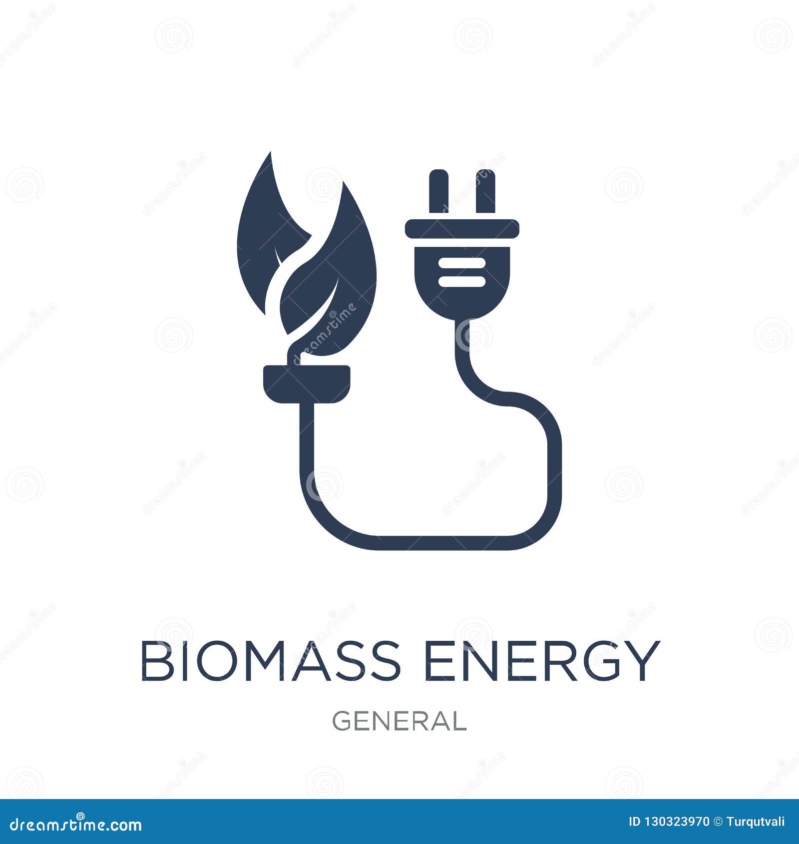 Het pictogram van de biomassaenergie Het in vlakke vectorpictogram van de biomassaenergie op witte achtergrond van algemene inzameling, vectorillustratie kan gebruik voor Web en mobiel, eps10 zijn