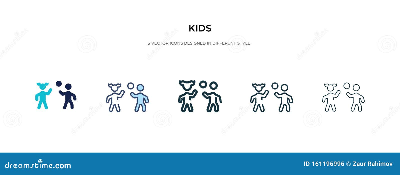 Het Pictogram Van Kinderen In De Verschillende Illustratie Van De Stijlvector Twee Gekleurde En