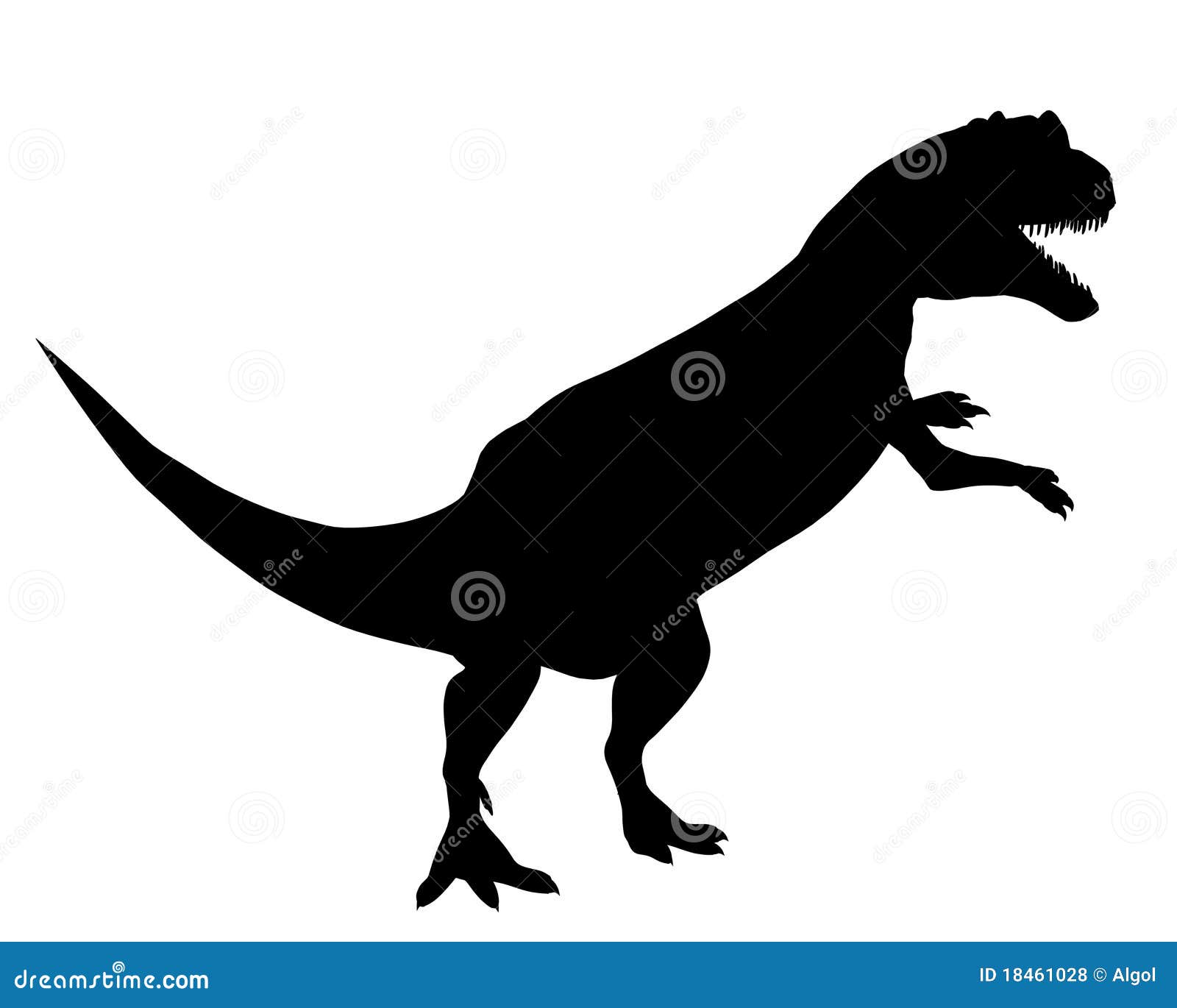 Het Silhouet Van De Dinosaurus Allosaurus Stock Illustratie