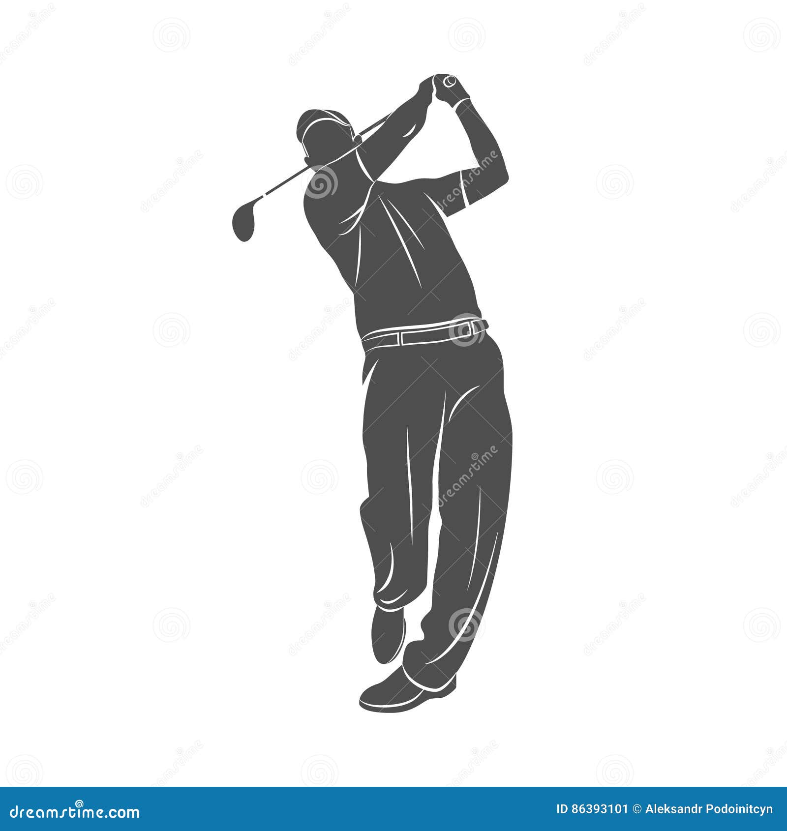 Het Silhouet van de golfsport. De speler van het silhouetgolf op een witte achtergrond Vector illustratie