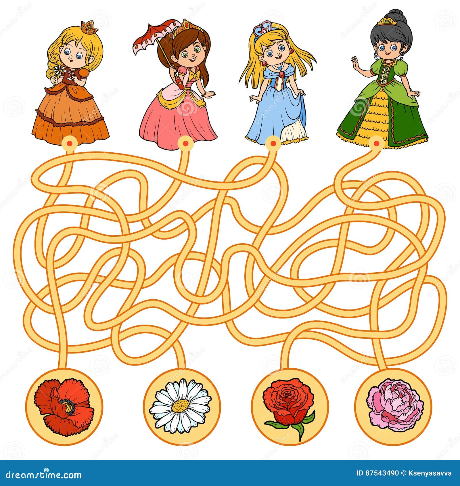 vonk De andere dag belofte Het Spel Van Het Labyrint Voor Kinderen Weinig Prinses En Bloemen Vector  Illustratie - Illustration of sleutel, leisure: 87543490