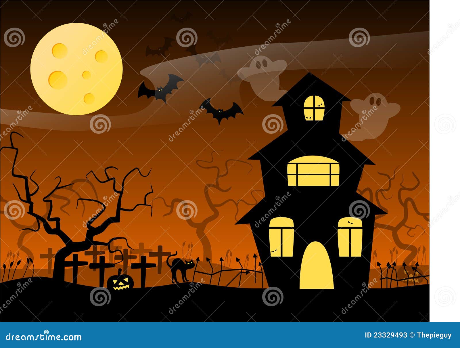 Het Spookhuis Van Halloween Vector Illustratie - Illustration of ...