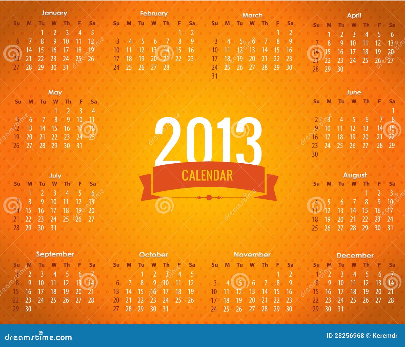 Het VectorMalplaatje Van Het Kalenderjaar 2013 Vector Illustratie