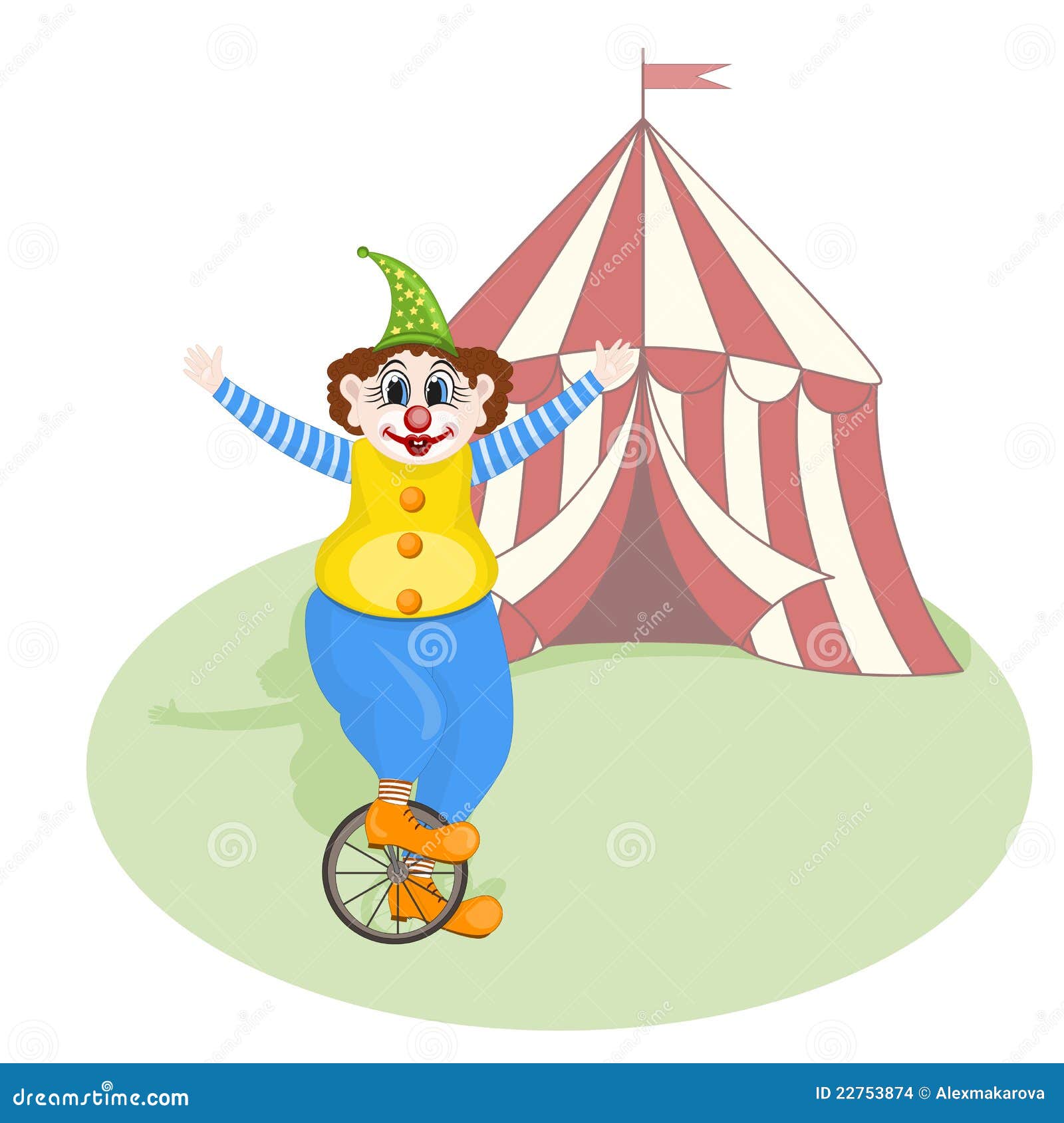 Het Vrolijke Clown Unicycling Vector Illustratie Illustration of clown, blauw 22753874
