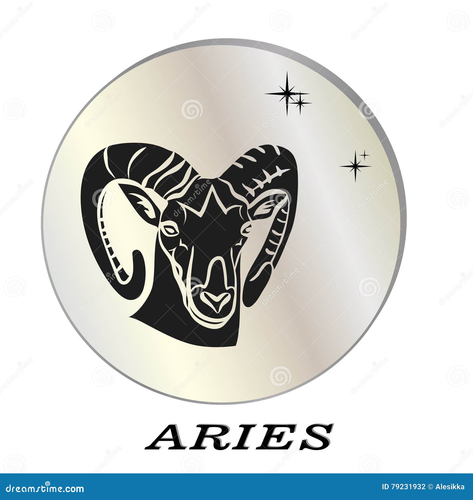 Het Zwarte Silhouet Van Aries is Op Parelachtergrond Stock Illustratie ...