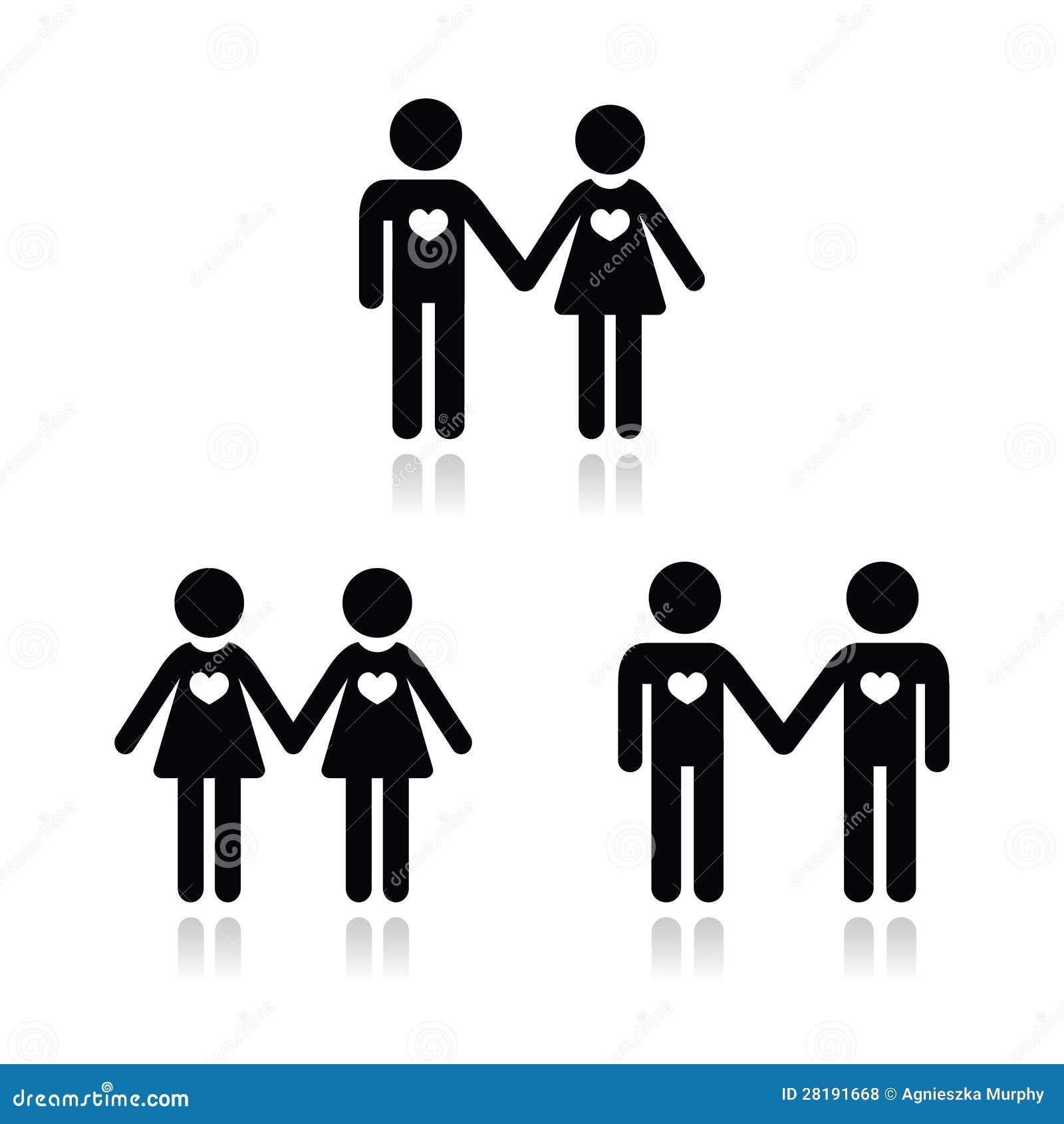 Hetero Gay And Lesbian Love Couples Icons Set Royalty Free Stock