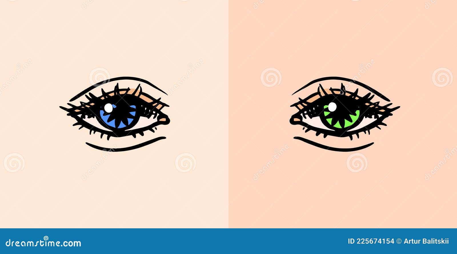 Heterochromie. Mehrfarbige Augen. Retro-Vektor-Illustration Für Holzschnitt  Oder Druck. Handgezeichnete Skizze. Vektor Abbildung - Illustration von  blau, schönheit: 225674154