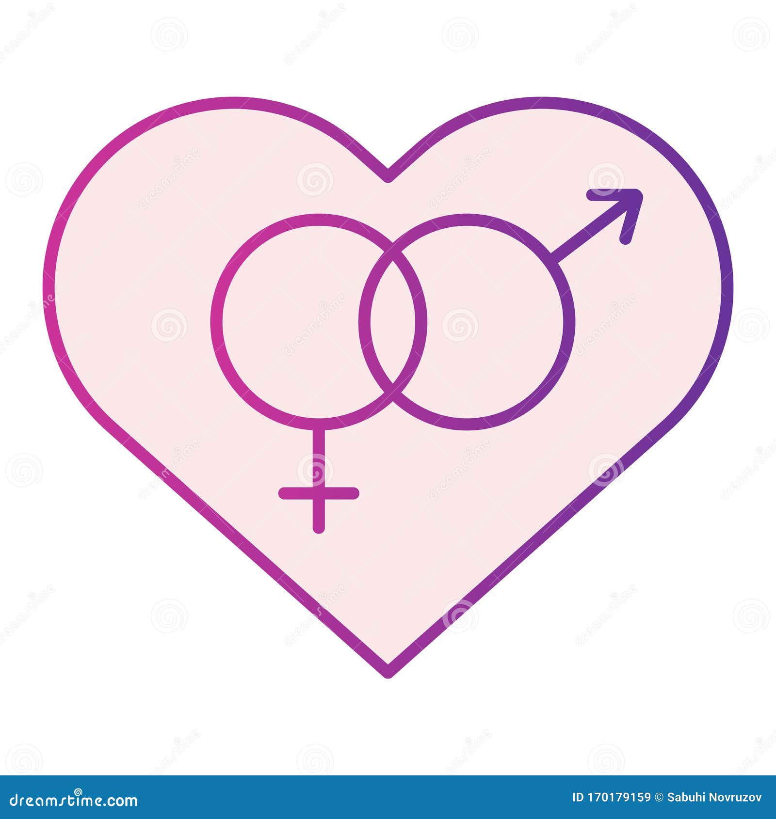 Heterosexual Symbol In Heart Flat Icon. Romantic Hetero Heart Symbol
