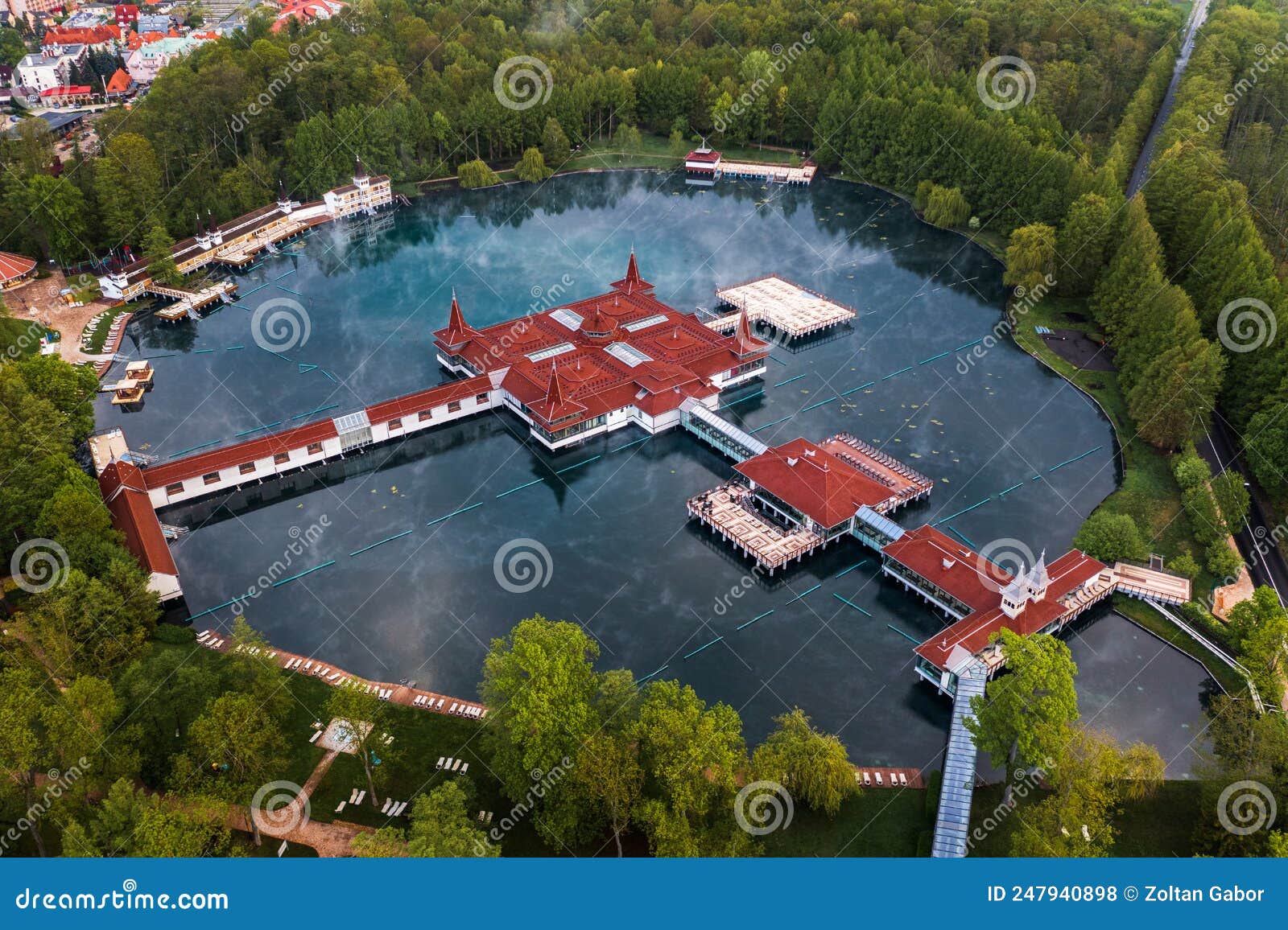 heviz, hungary - aerial view of lake heviz, the worldÃ¢â¬â¢s second-largest thermal lake and holiday spa destination at zala county