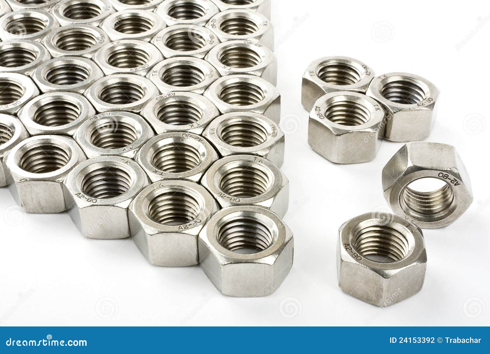 Hex nuts, stainless steel stock photo. Image of firm 24153392