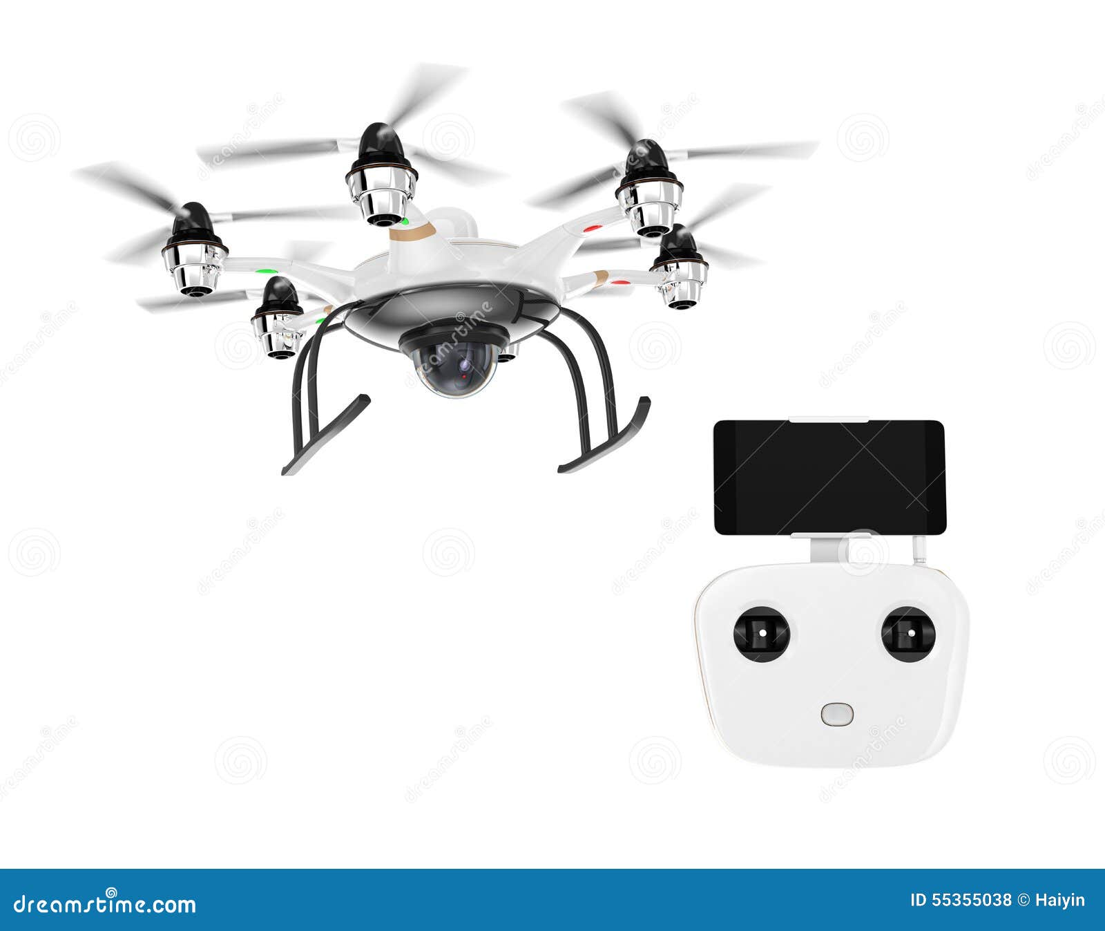 hexacopter and remote controller  on white background.
