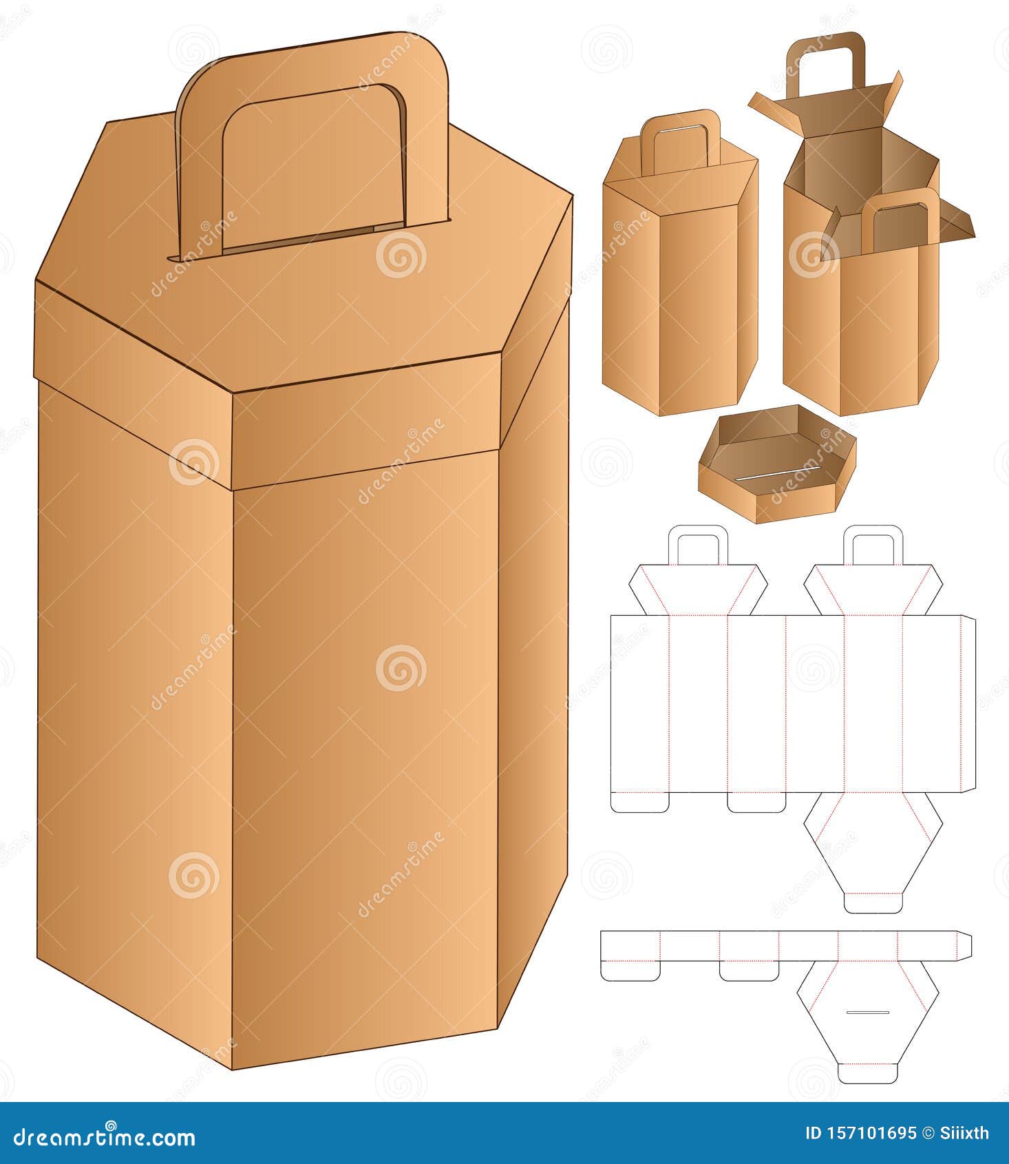 Download Hexagon Box Packaging Die Cut Template Design. 3d Mock-up Stock Vector - Illustration of concept ...