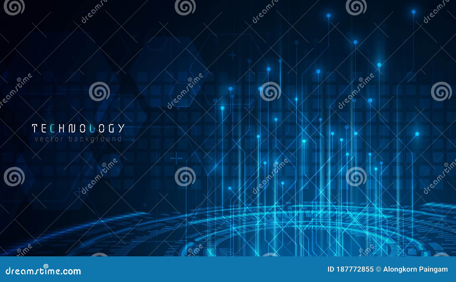 blue abstract hud cyberspace technology background futuristic abstract circuit hexagon background 