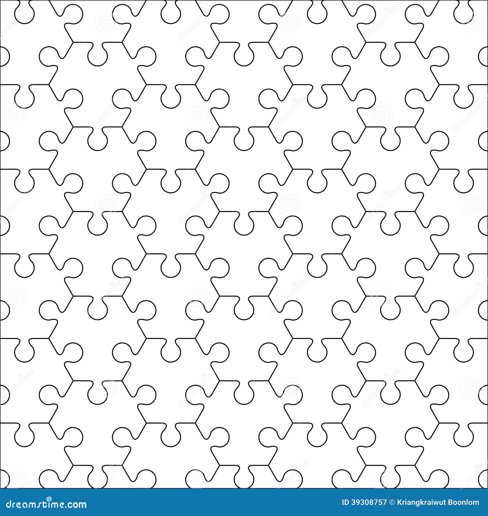 Jigsaw Puzzle Blank Template Cutting Guidelines Stock Vector