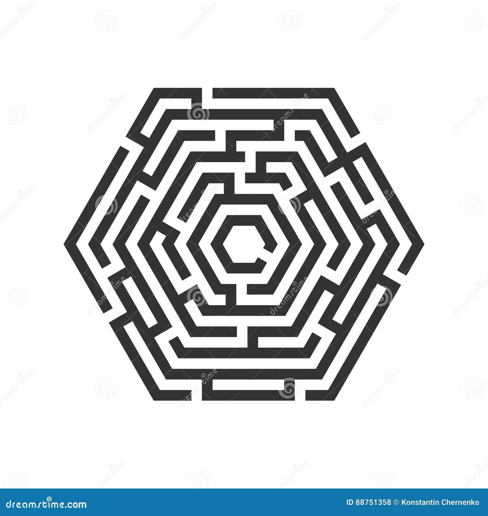 Hexagon Maze Labyrinth Icon Business Concept Stock Vector