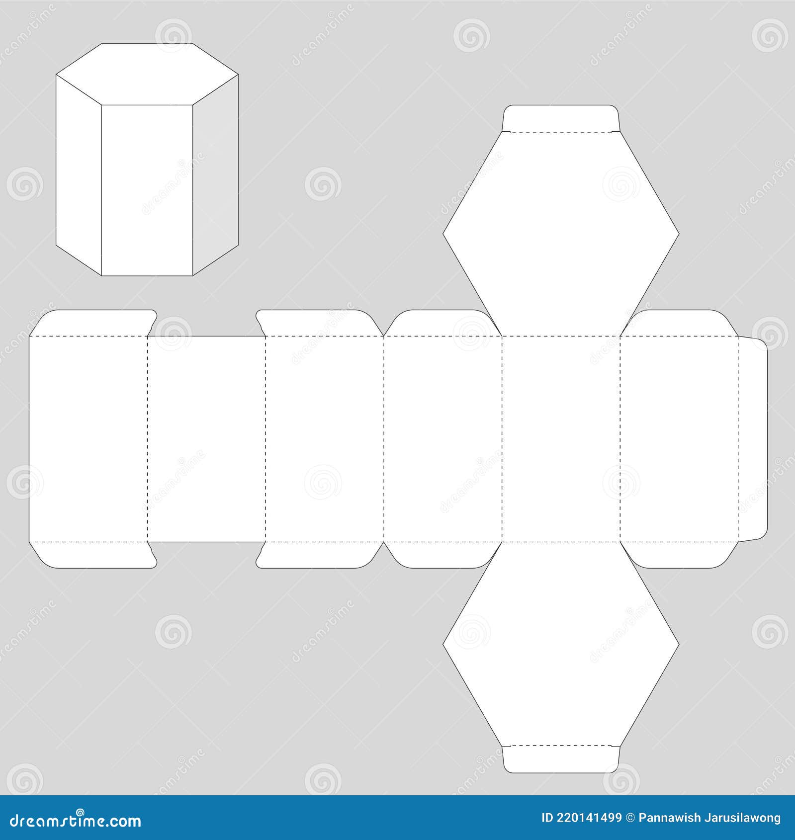 Hexagon Paper Box Template stock vector. Illustration of industrial