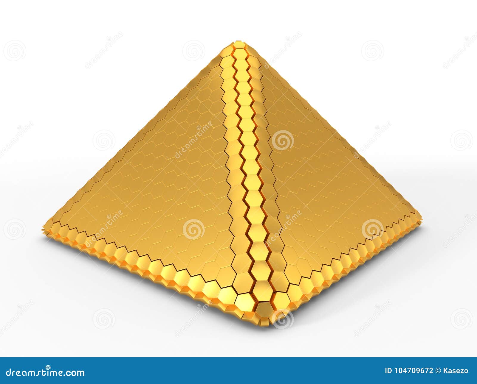 Hexagon Plated Golden Pyramid. 3d Illustration Stock Illustration ...