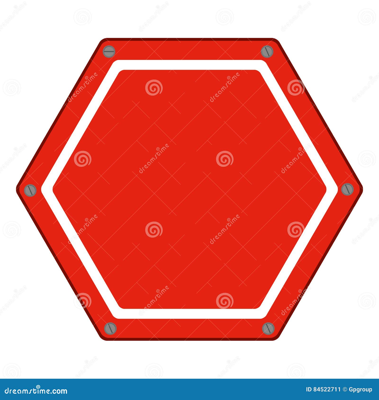 Hexagon of Road Sign Red Icon Flat Stock Vector Illustration of