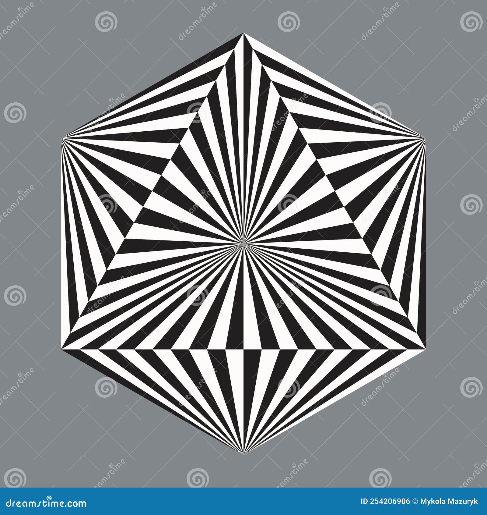 Hexagon Shape with Linear Dynamic Elements. Abstract Geometric Art Line
