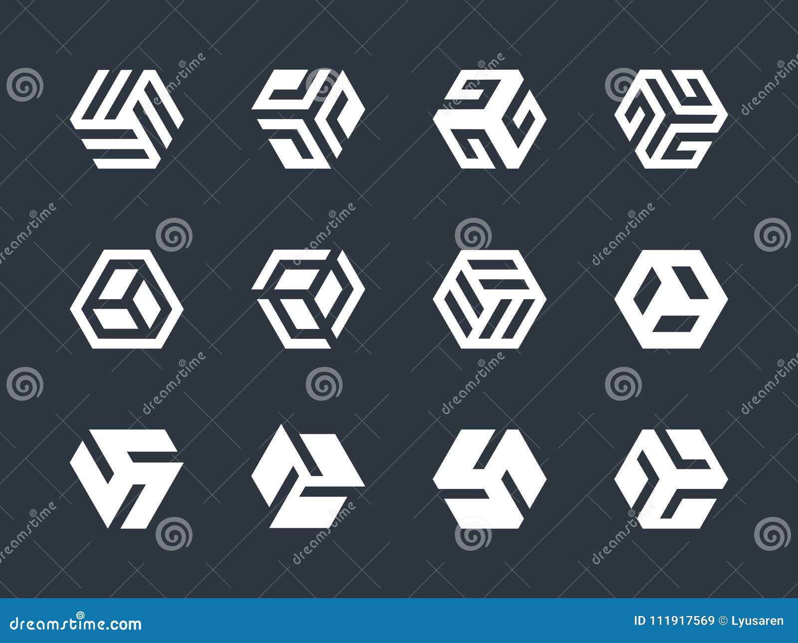 Hexagon Shaped Logo Design Elements Stock Vector Illustration of