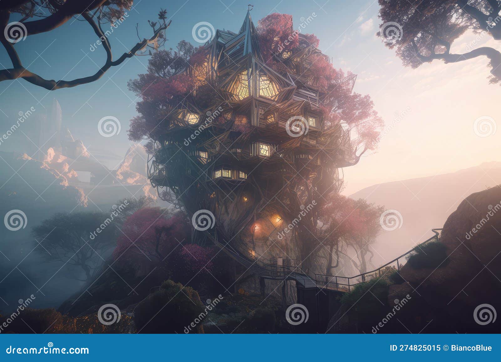 hexagon tree house fantasy world