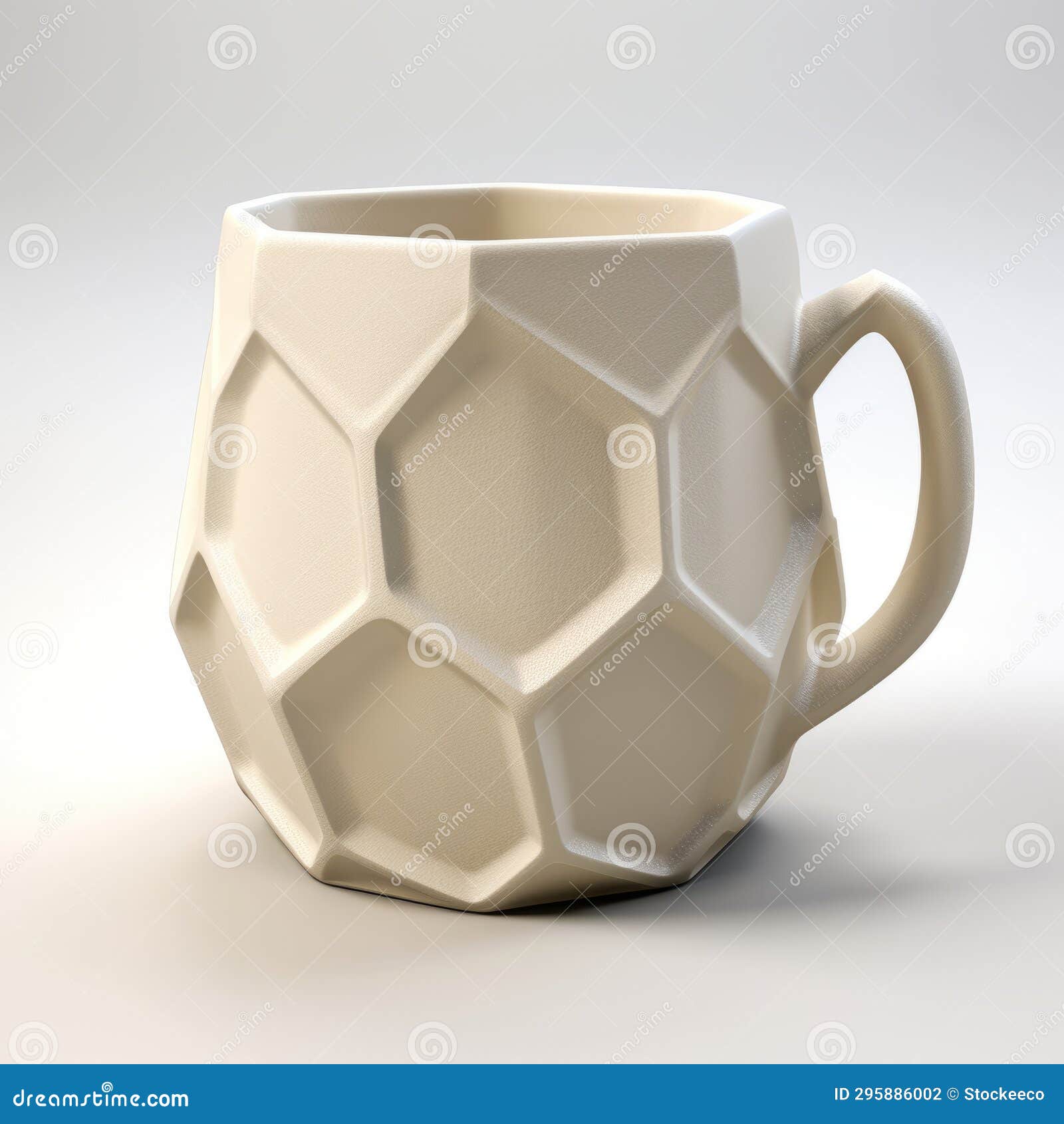 Hexagonal Coffee Mug with 3d Printed Design Stock Illustration